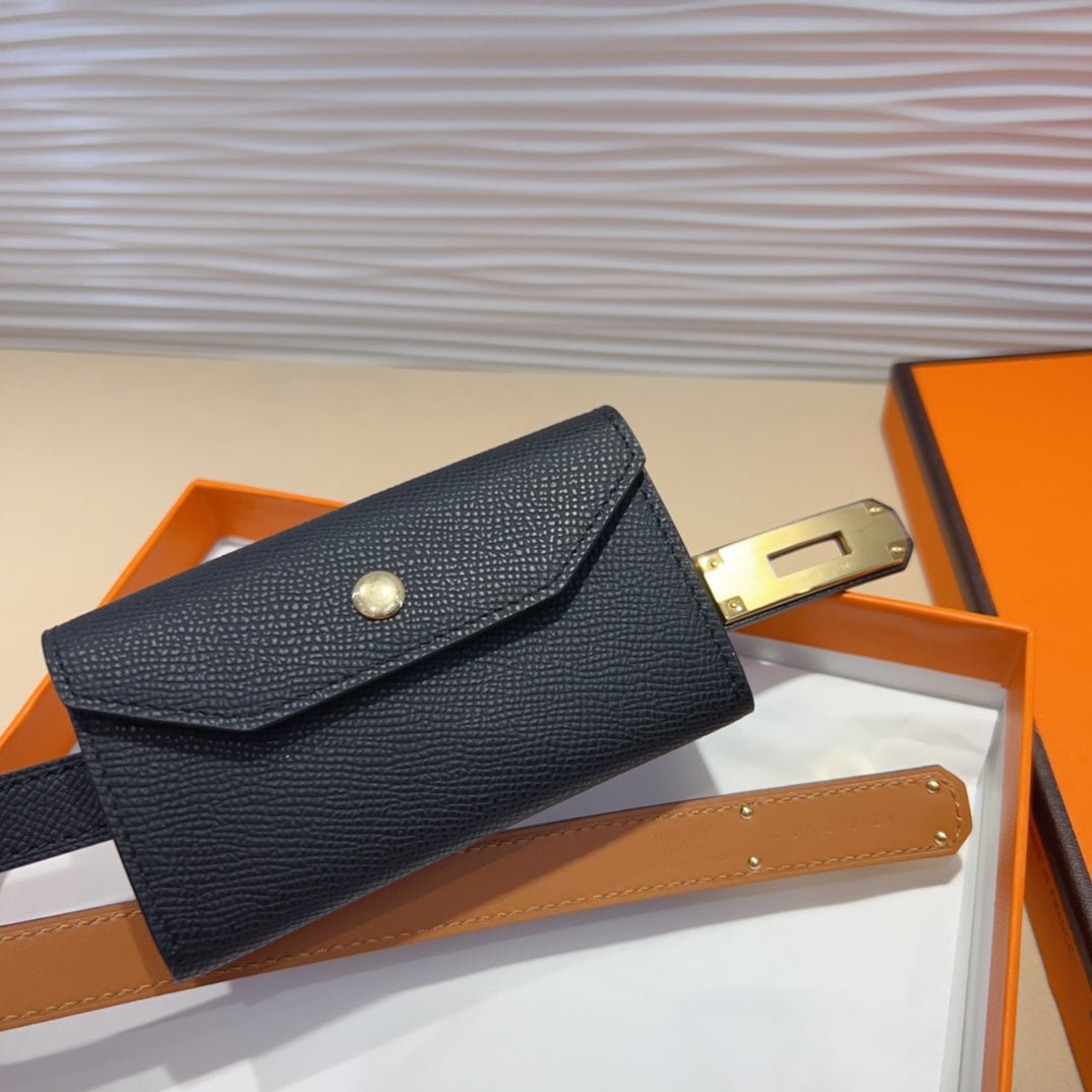 HERMES Black Grain Belt Purse - Image 4