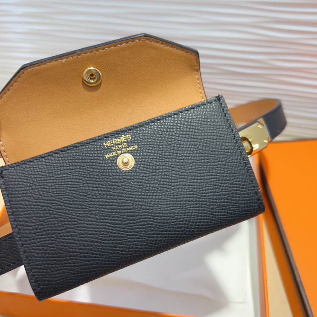 HERMES Black Grain Belt Purse - Image 6