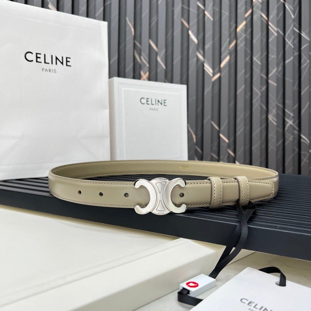 CELINE Beige Triomphe Silver Belt