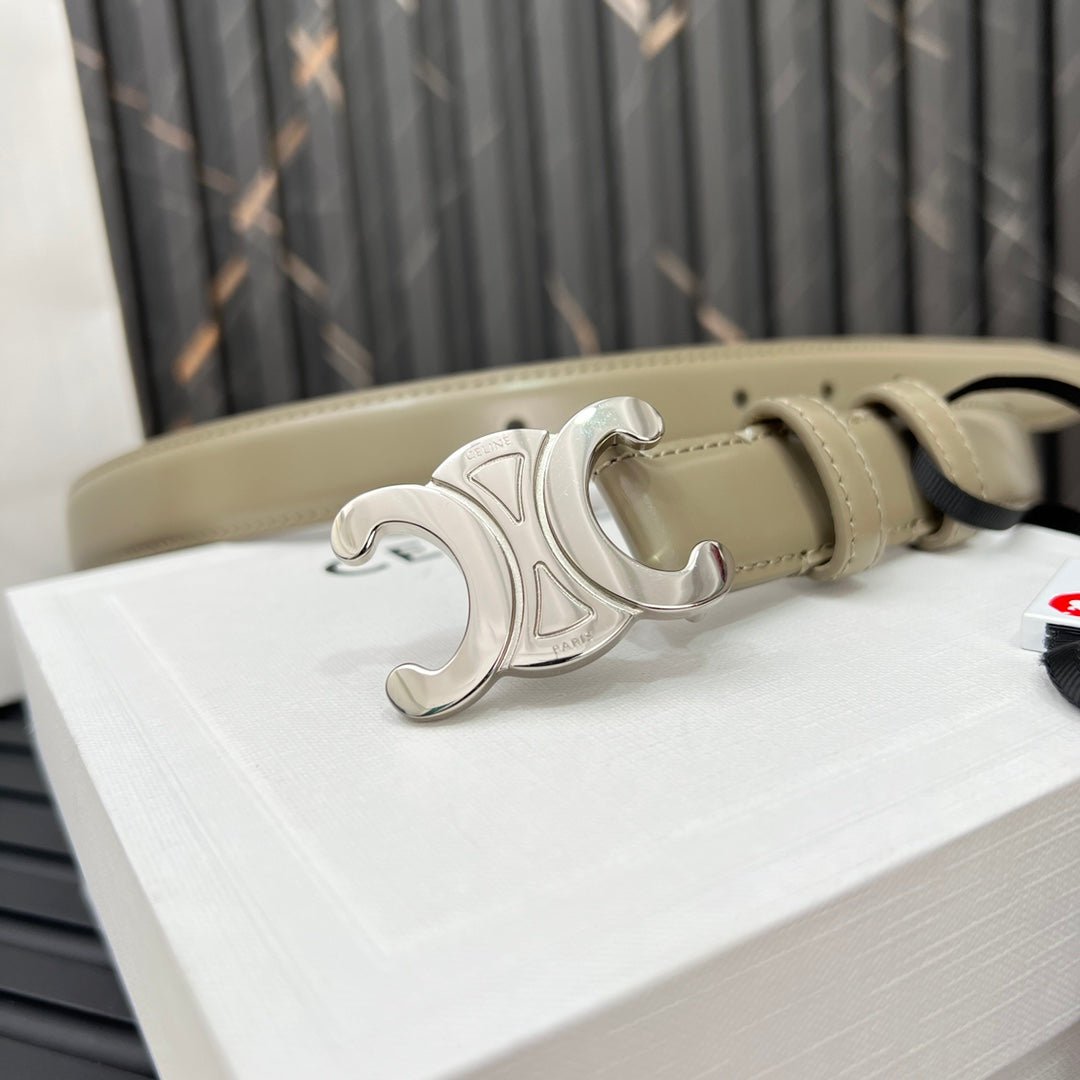 CELINE Beige Silver Triomphe Belt - Image 6