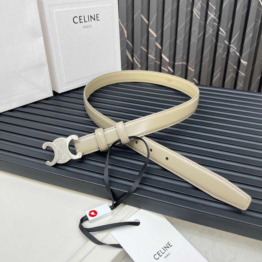 CELINE Beige Triomphe Silver Belt - Image 3