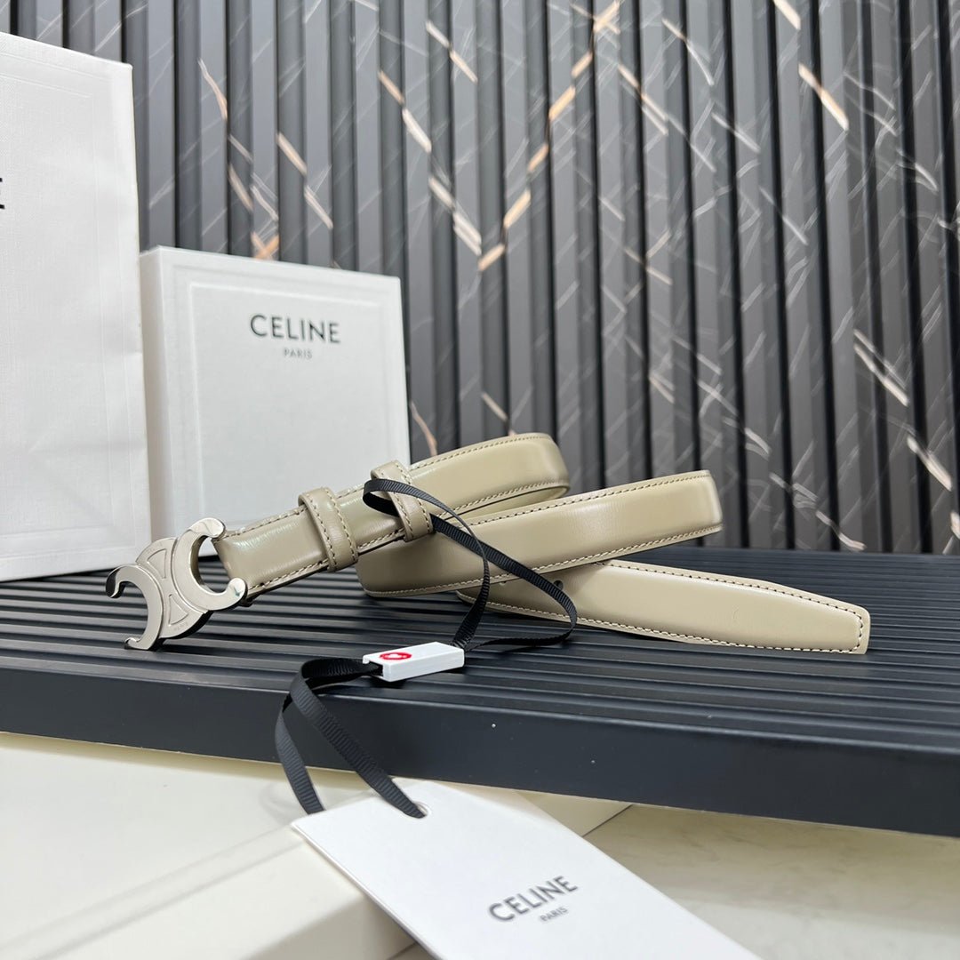 CELINE Beige Triomphe Silver Belt - Image 4