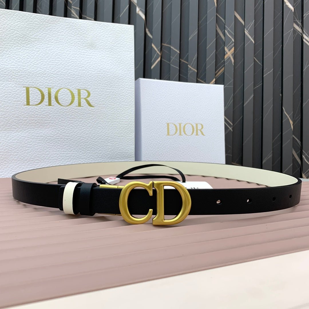 Dior Black Leather CD Belt