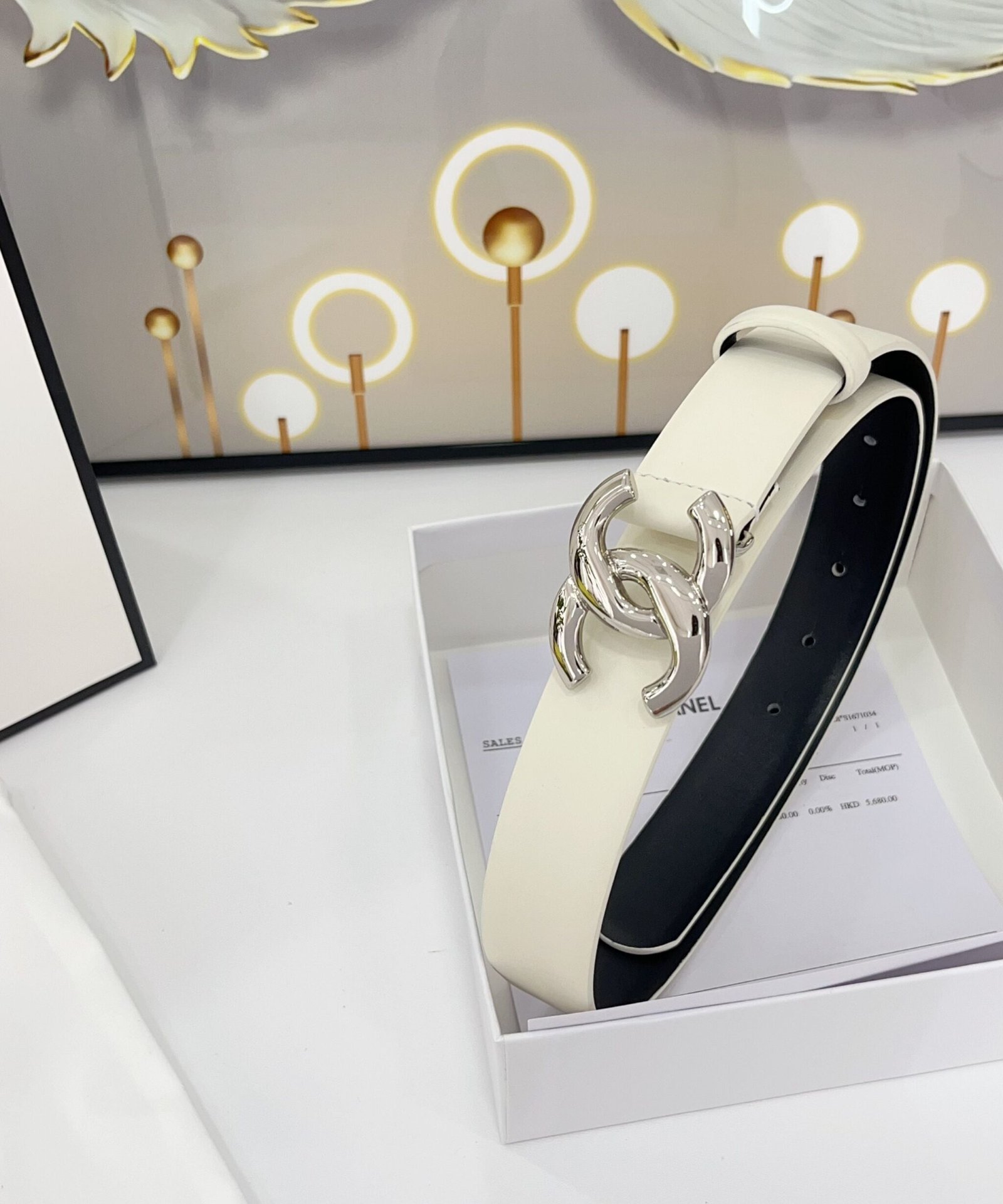 Alternative view of Chanel White Solid Silver Belt