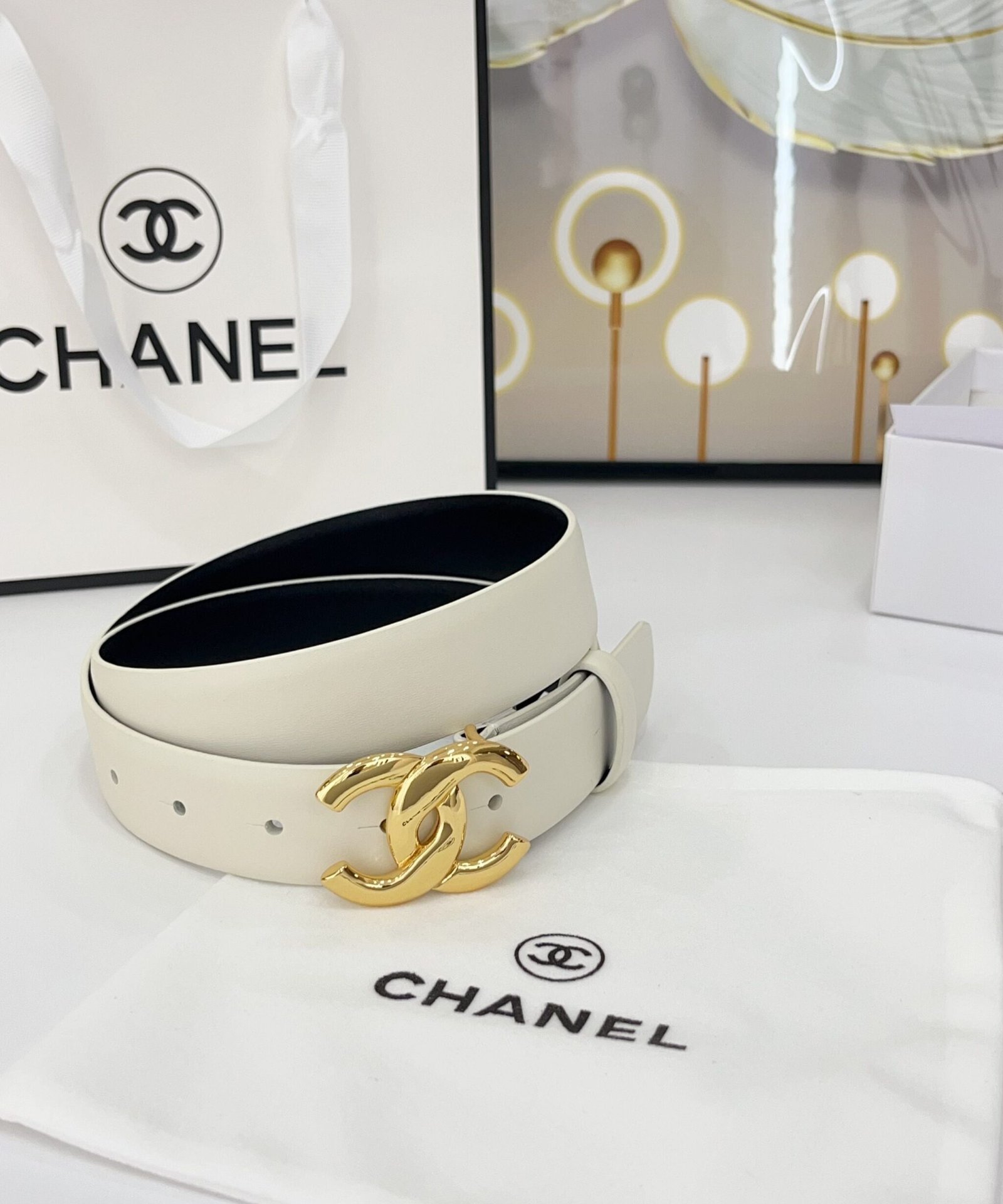 Alternative view of Chanel White Gold Solid Belt