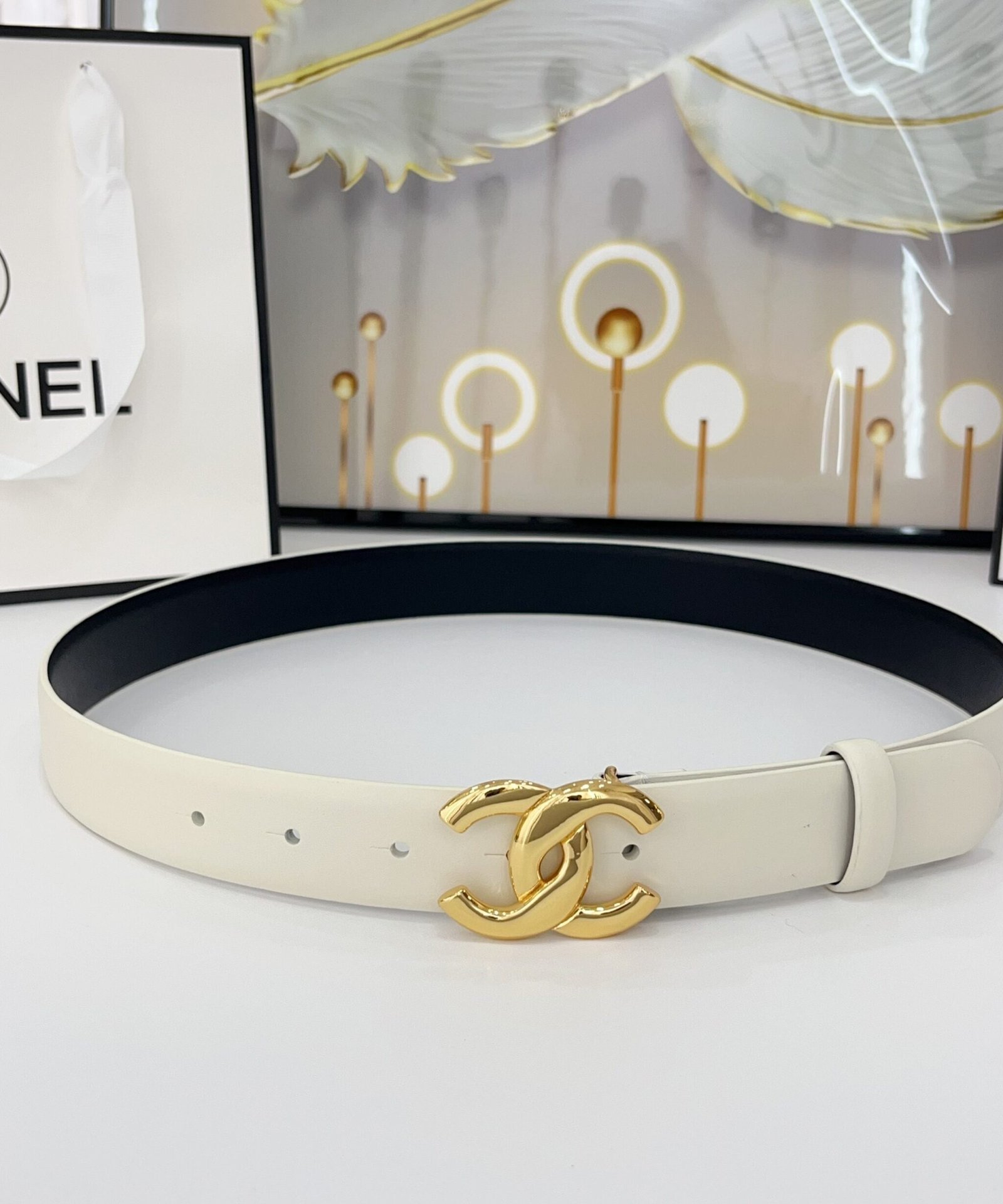 Chanel White Gold Solid Belt