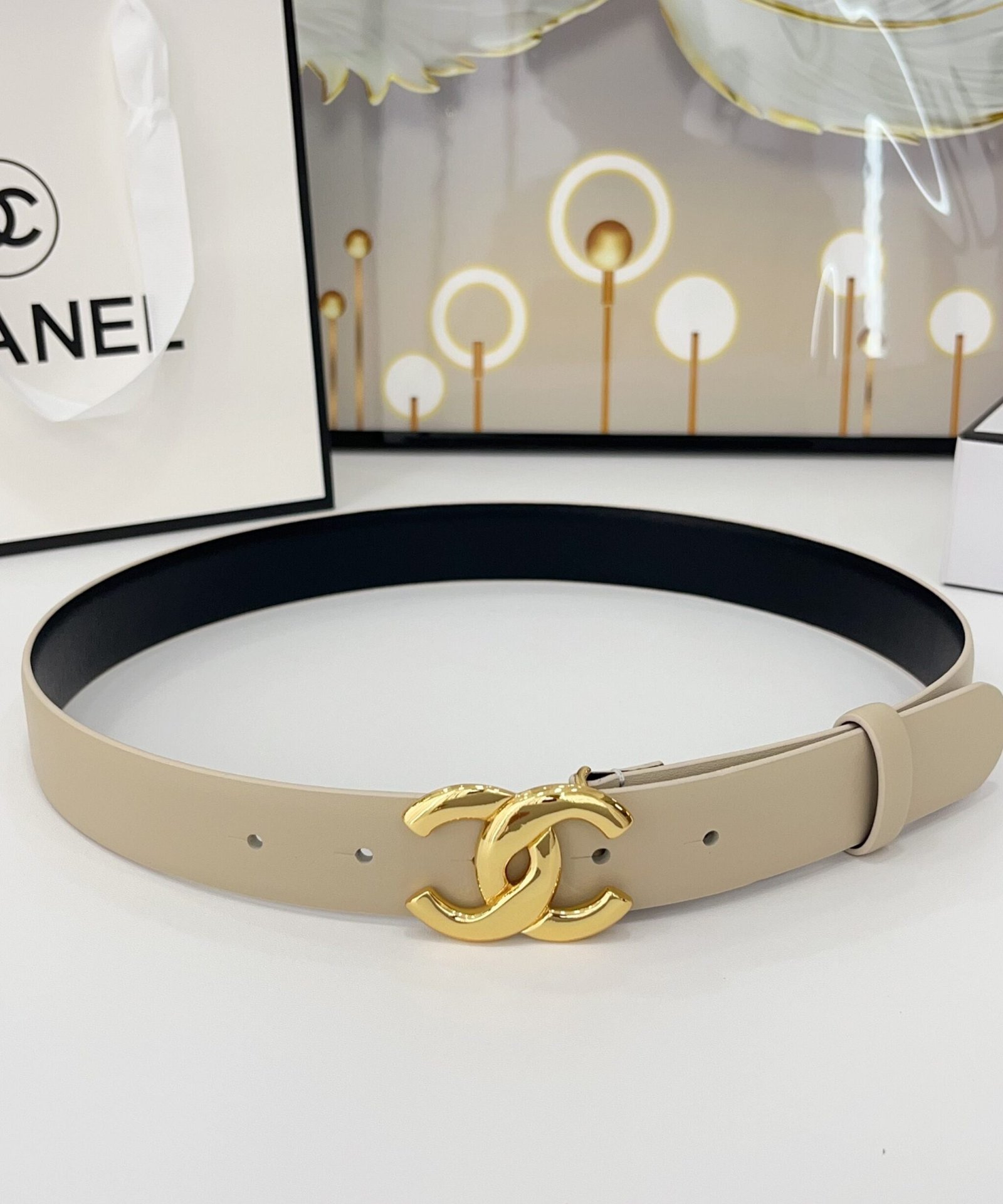 Chanel Beige Gold Solid Belt