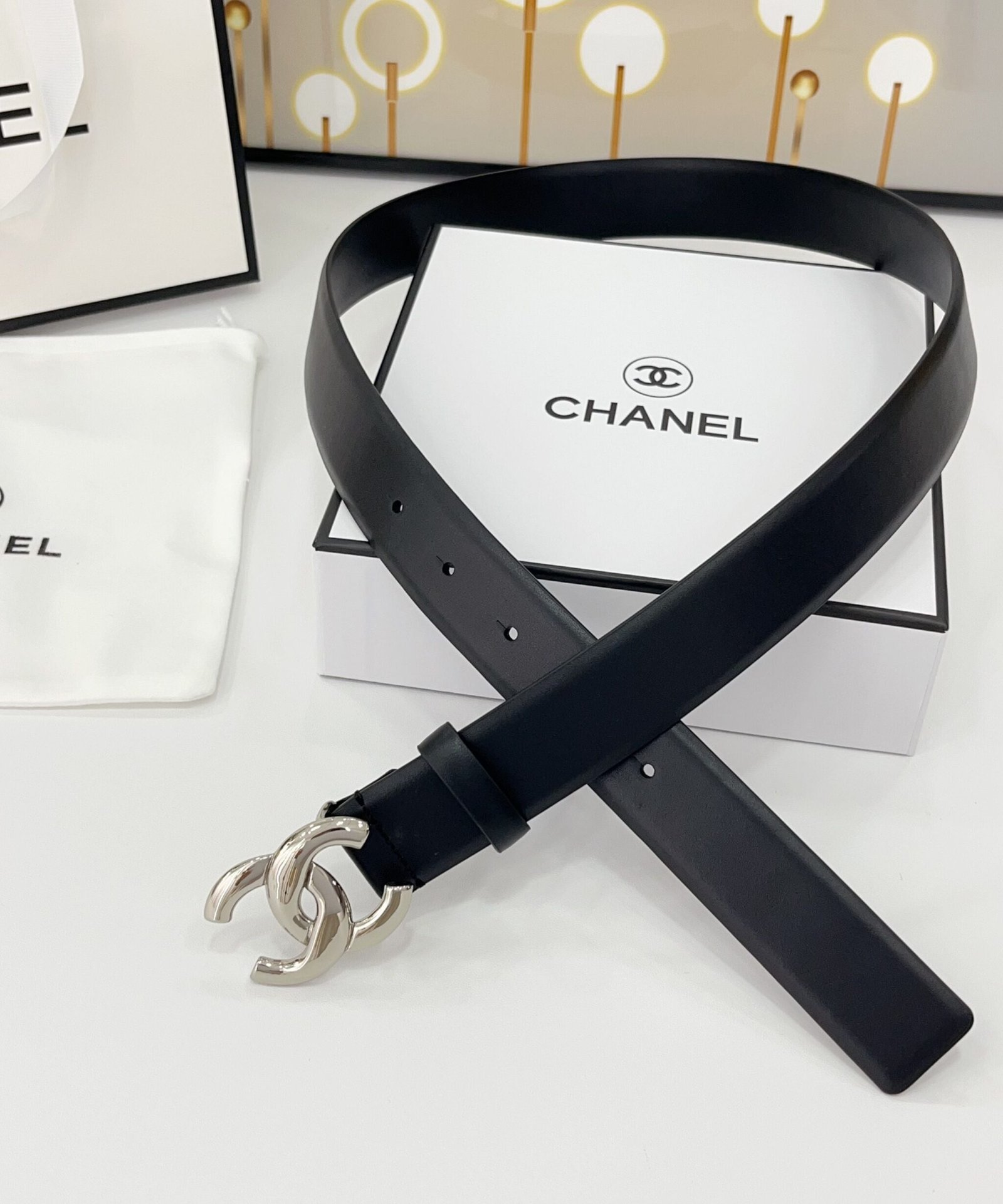 Alternative view of Chanel Black Silver Solid Belt