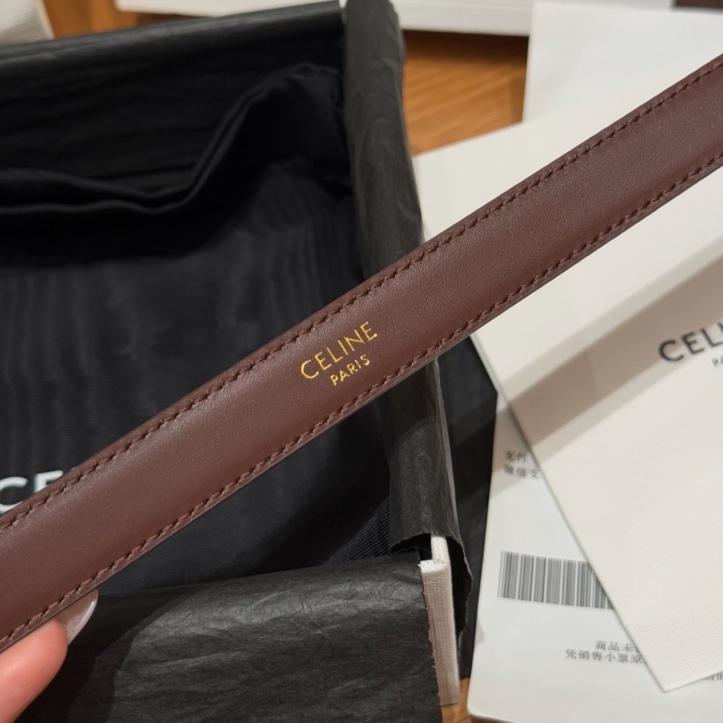 CELINE Black Monogram Gold Belt - Image 4