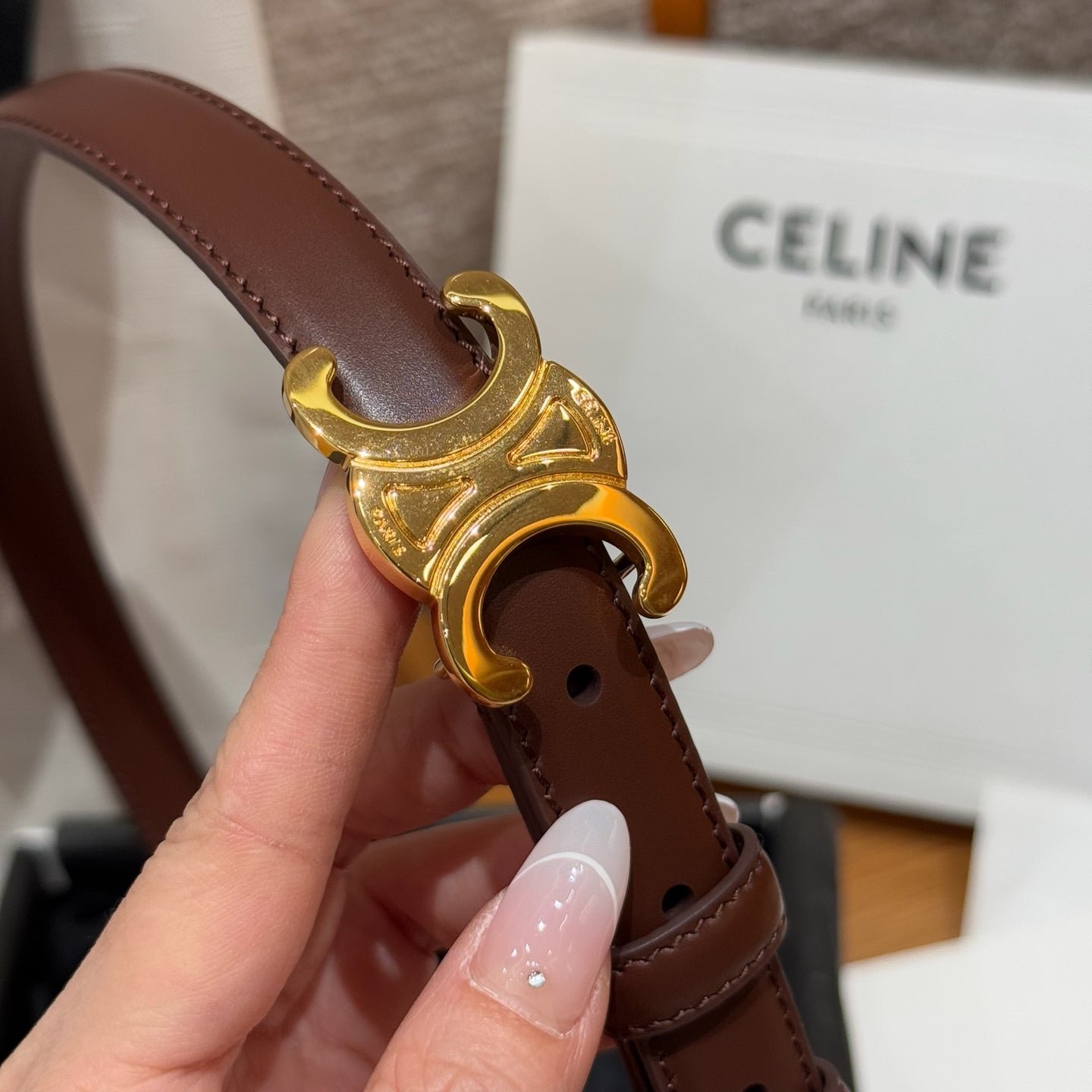 Alternative view of CELINE Black Monogram Gold Belt