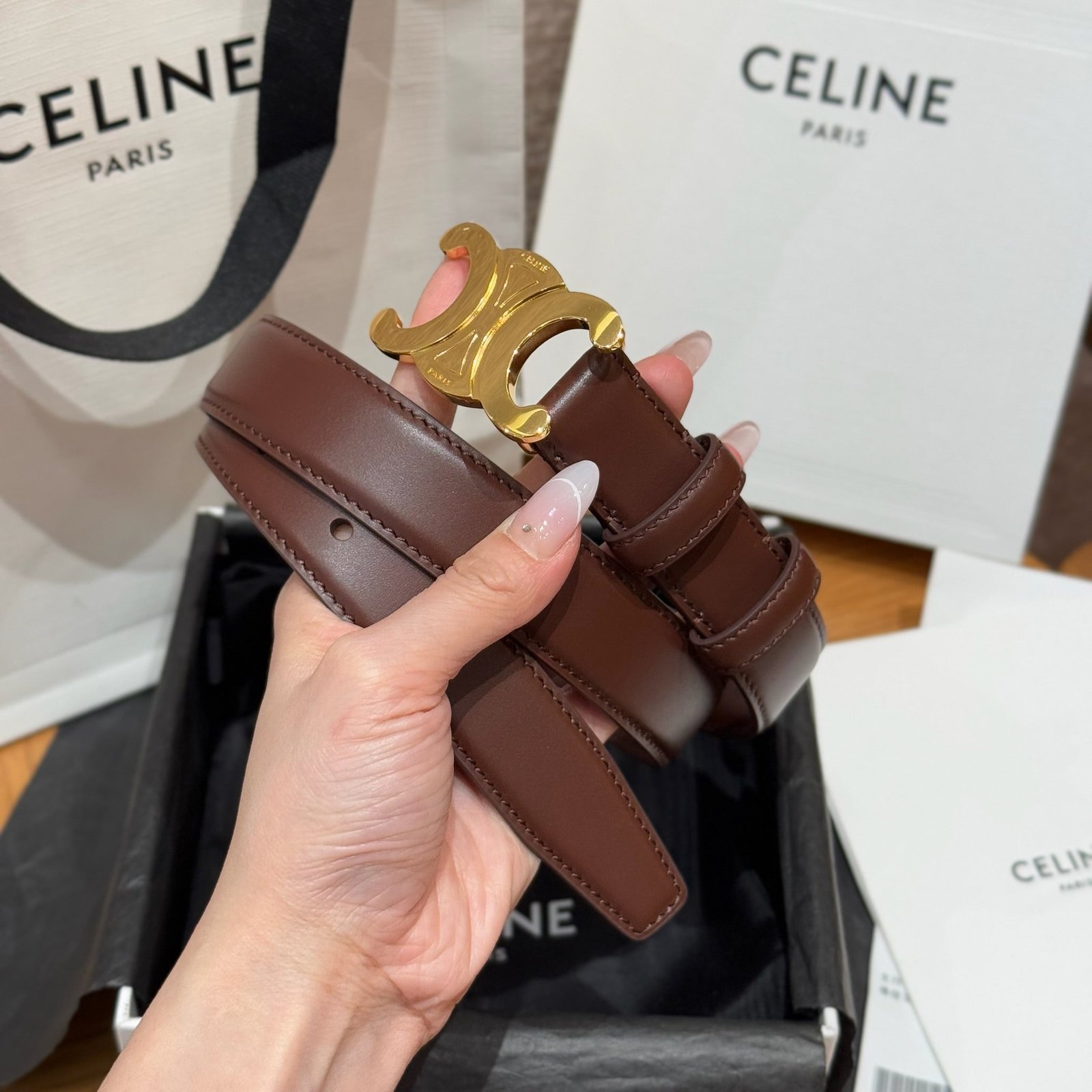 Alternative view of CELINE Light Grey Silver Belt