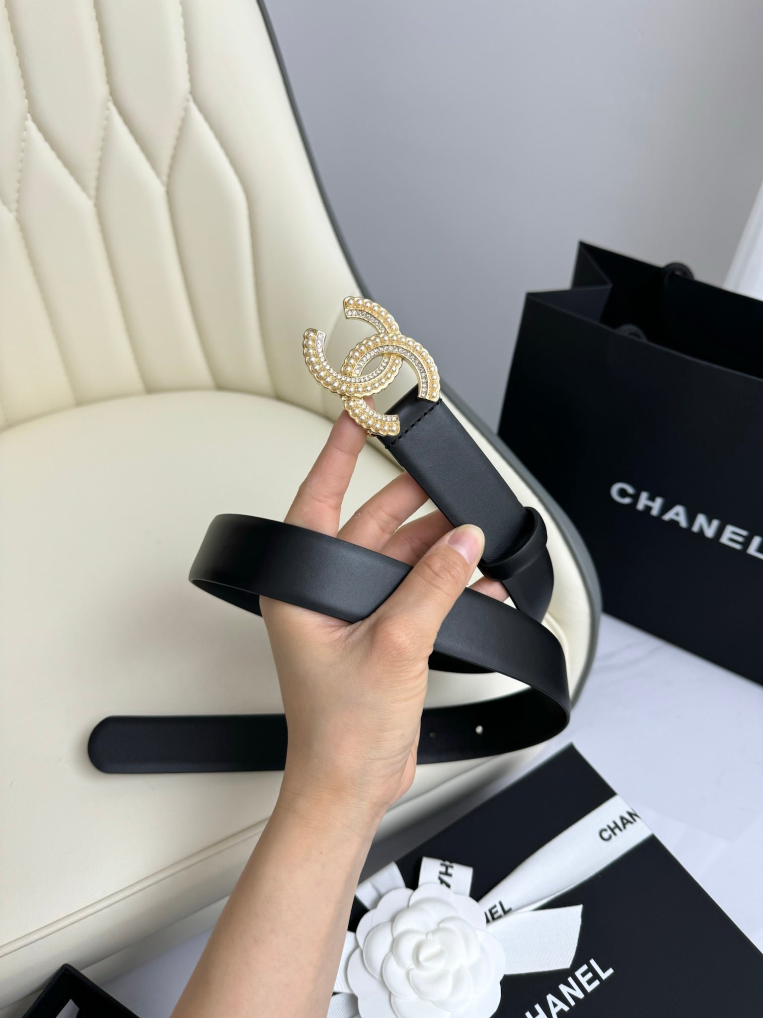 Chanel Black Pearl Crystal Belt - Image 3