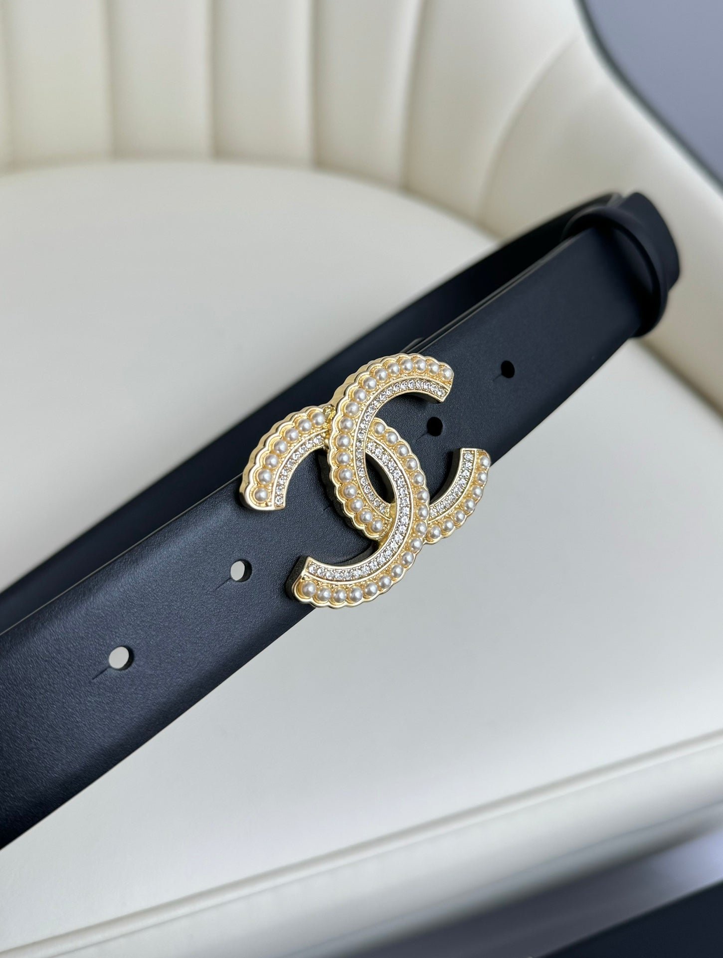 Chanel Black Pearl Crystal Belt - Image 6