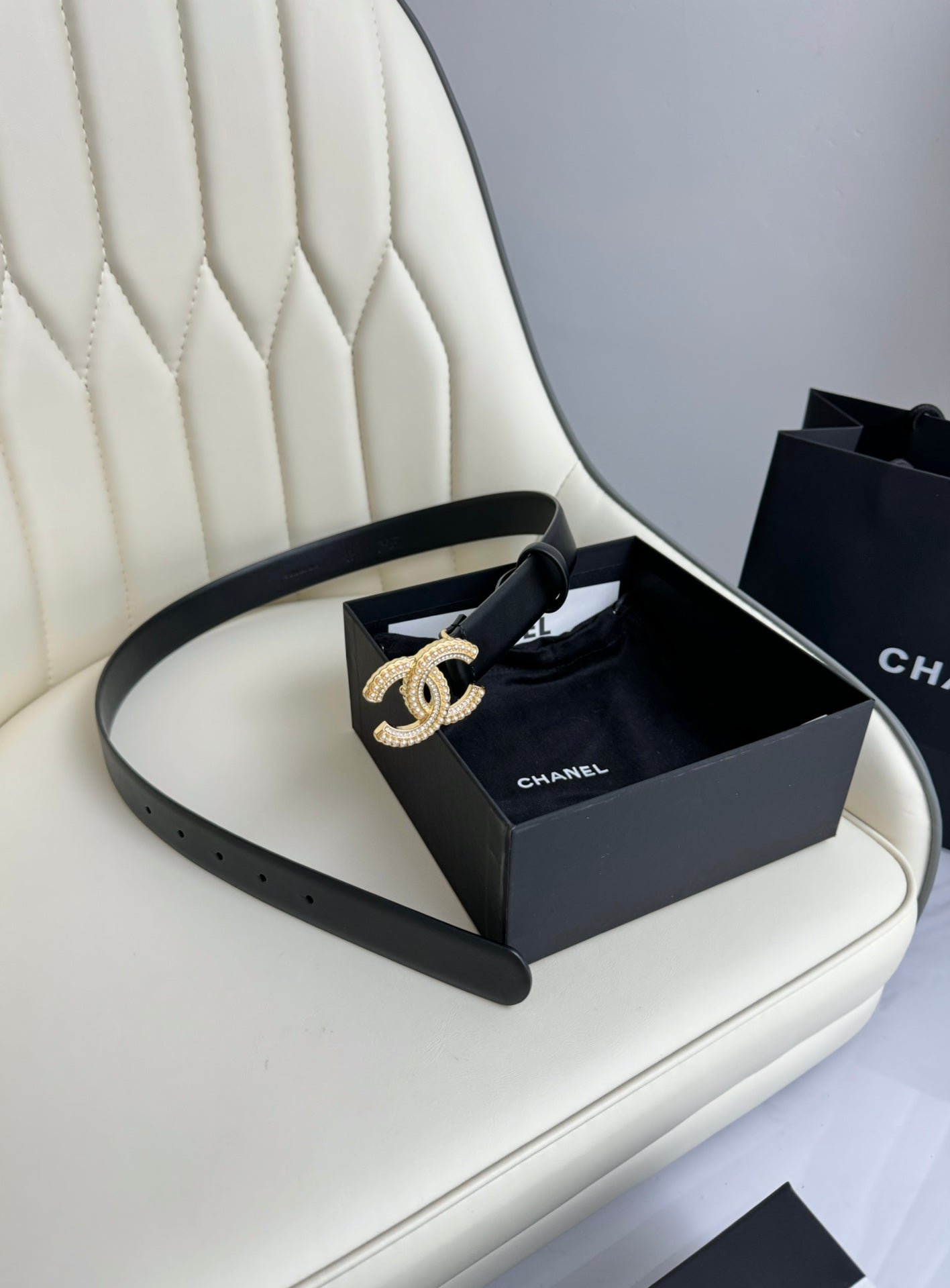 Chanel Black Pearl Crystal Belt - Image 4