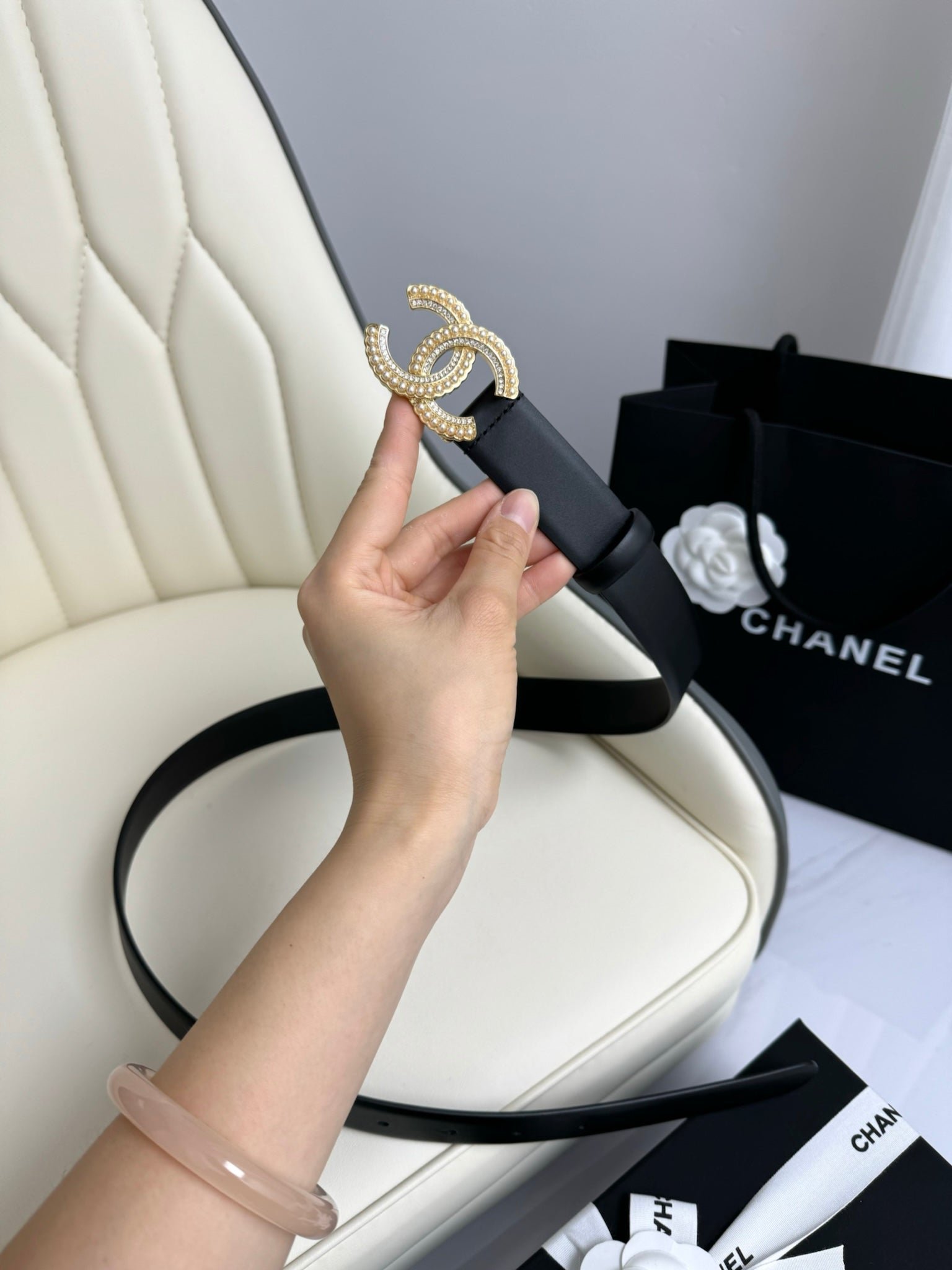 Chanel Black Pearl Crystal Belt - Image 8