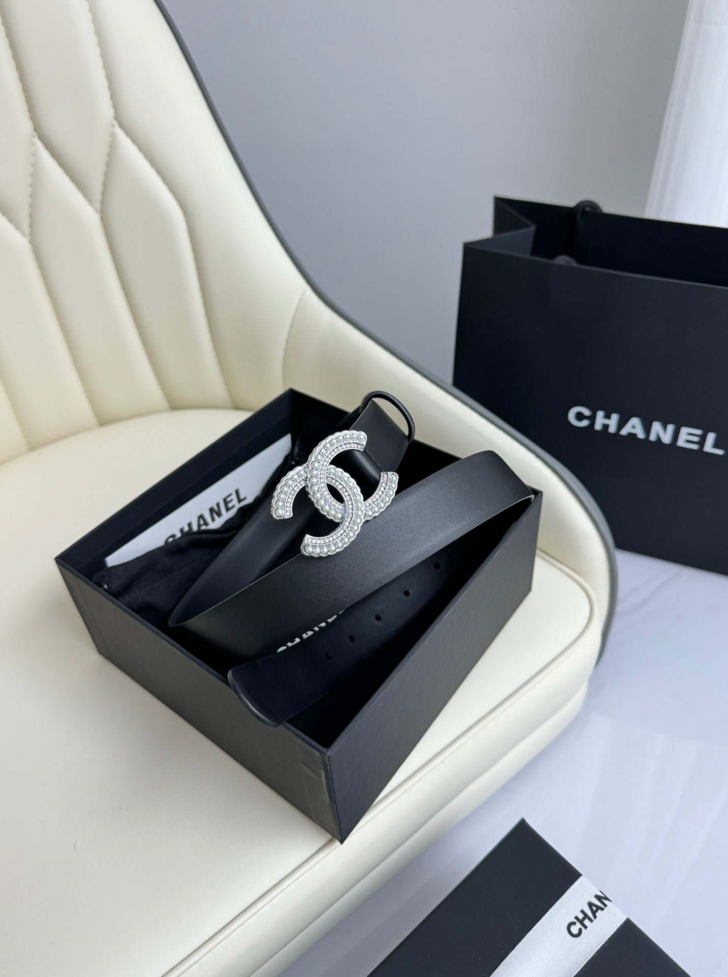 Alternative view of Chanel Black Crystal Wide Belt