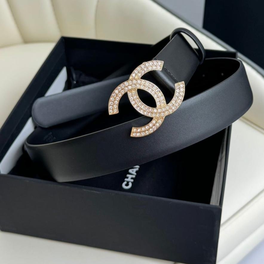 Chanel Black Pearl Gold Wide Belt