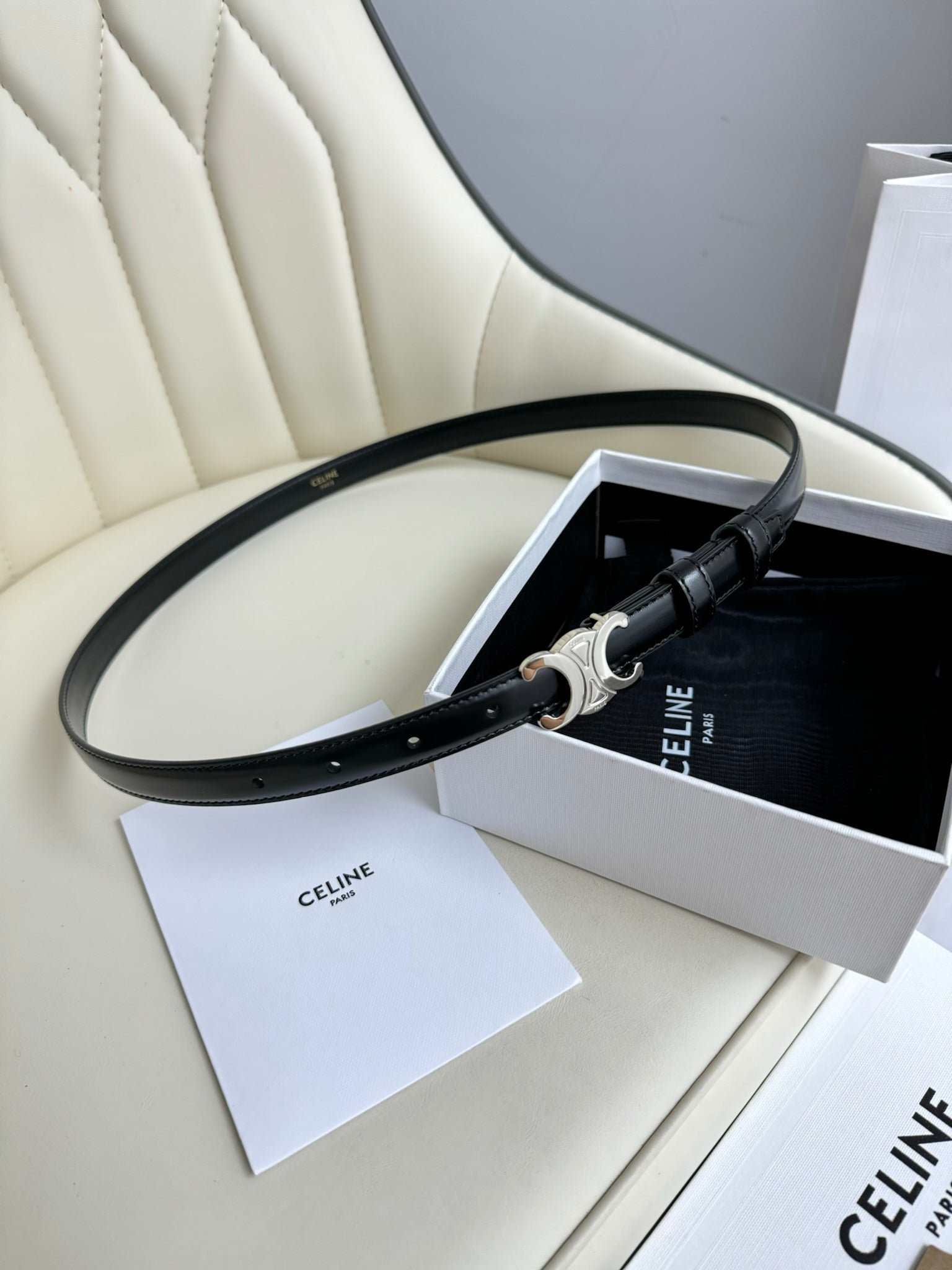 Alternative view of CELINE Black Silver Triomphe Belt