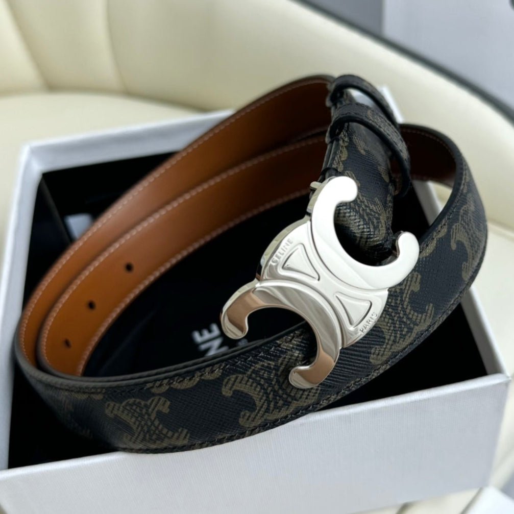 CELINE Black Monogram Silver Belt