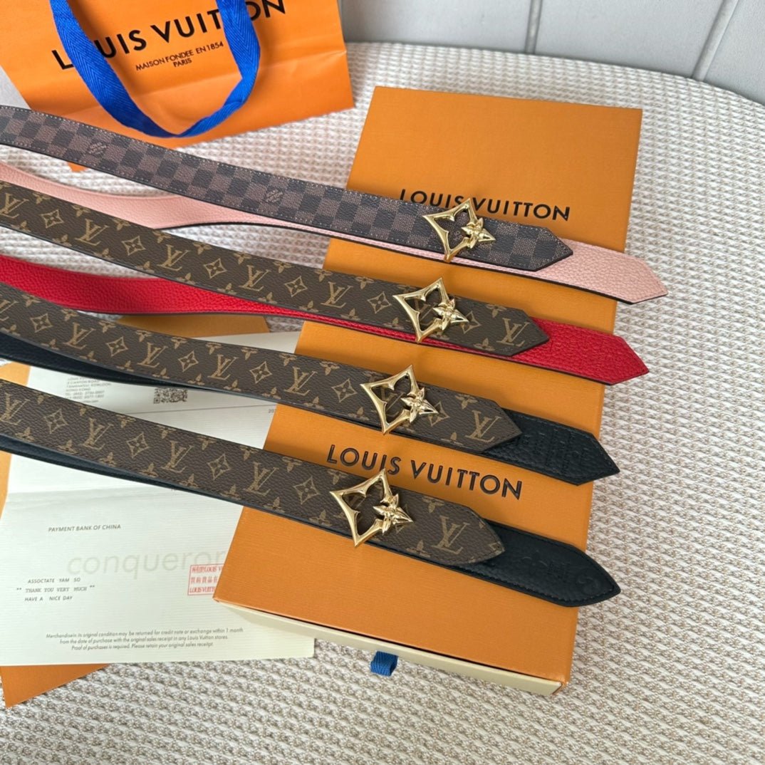 LV FLOWERGRAM 30MM REVERSIBLE BELT IN LIGHT PINK CALFSKIN GOLD HARDWARE - Image 8