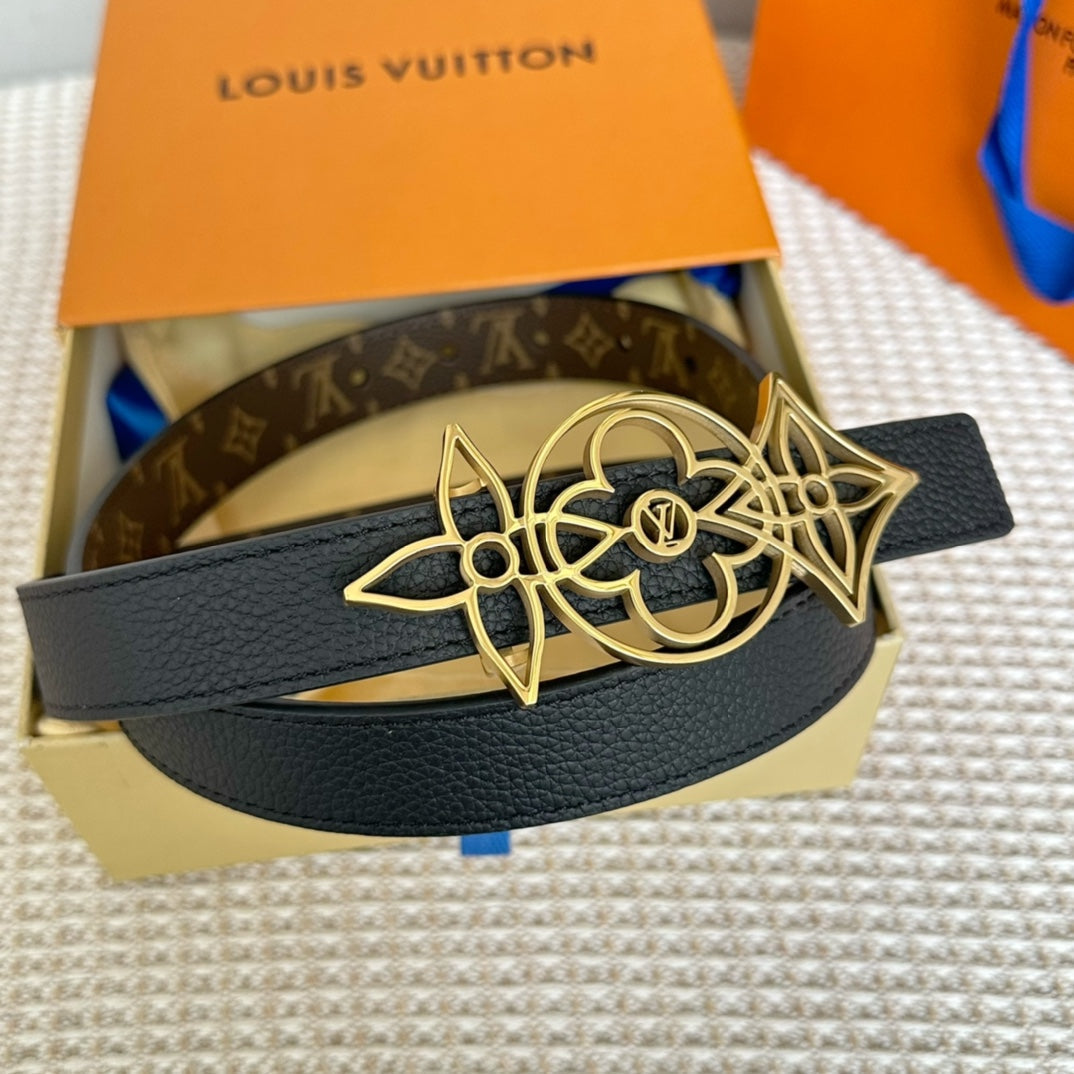 Alternative view of LV MEDIUM 25 MM BELT IN BLACK CALFSKIN GOLD HARDWARE