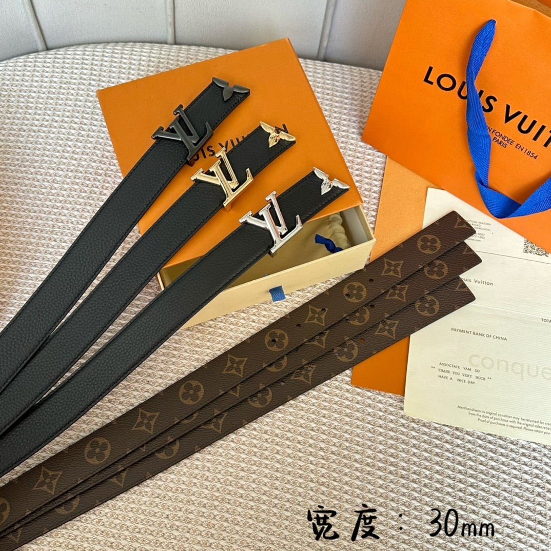 PRETTY LV 30MM REVERSIBLE BELT IN BLACK CALFSKIN BLACK HARDWARE - Image 7