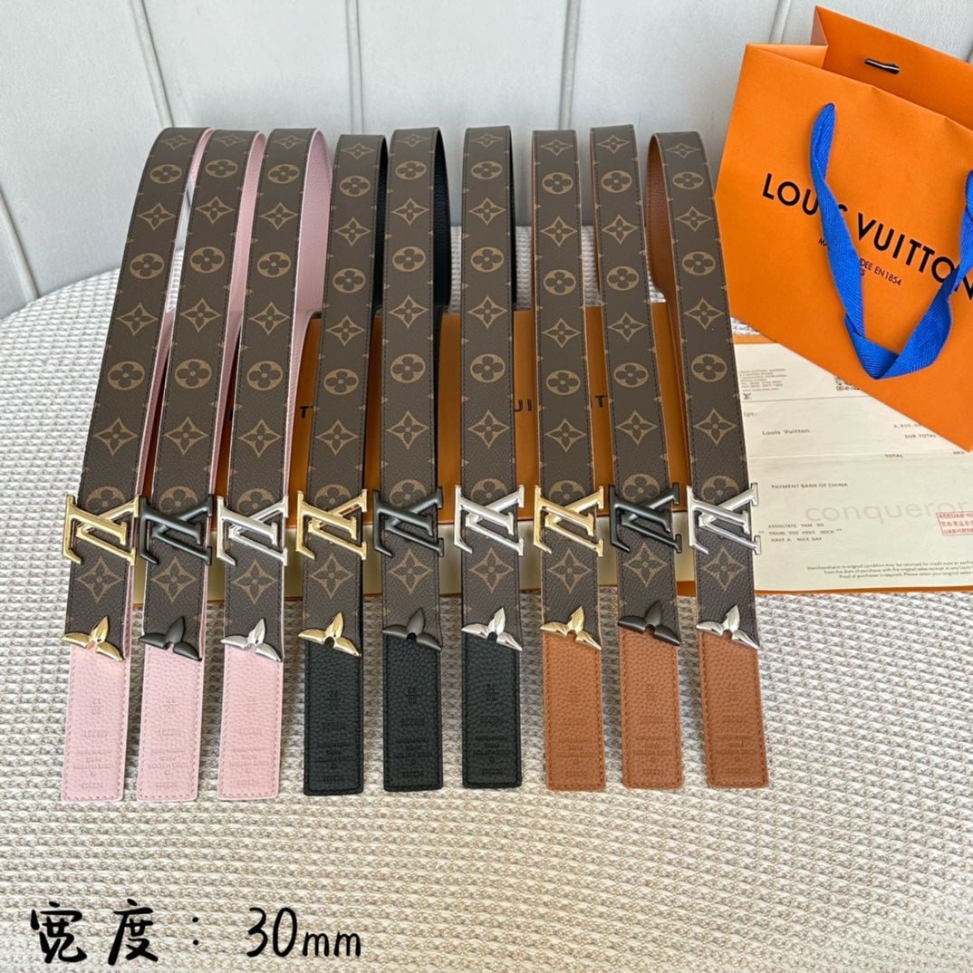 PRETTY LV 30MM REVERSIBLE BELT IN BLACK CALFSKIN BLACK HARDWARE - Image 9