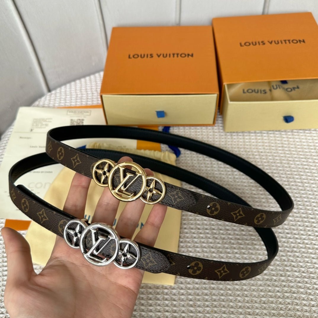 LV Canvas Gold Flower Belt - Image 6