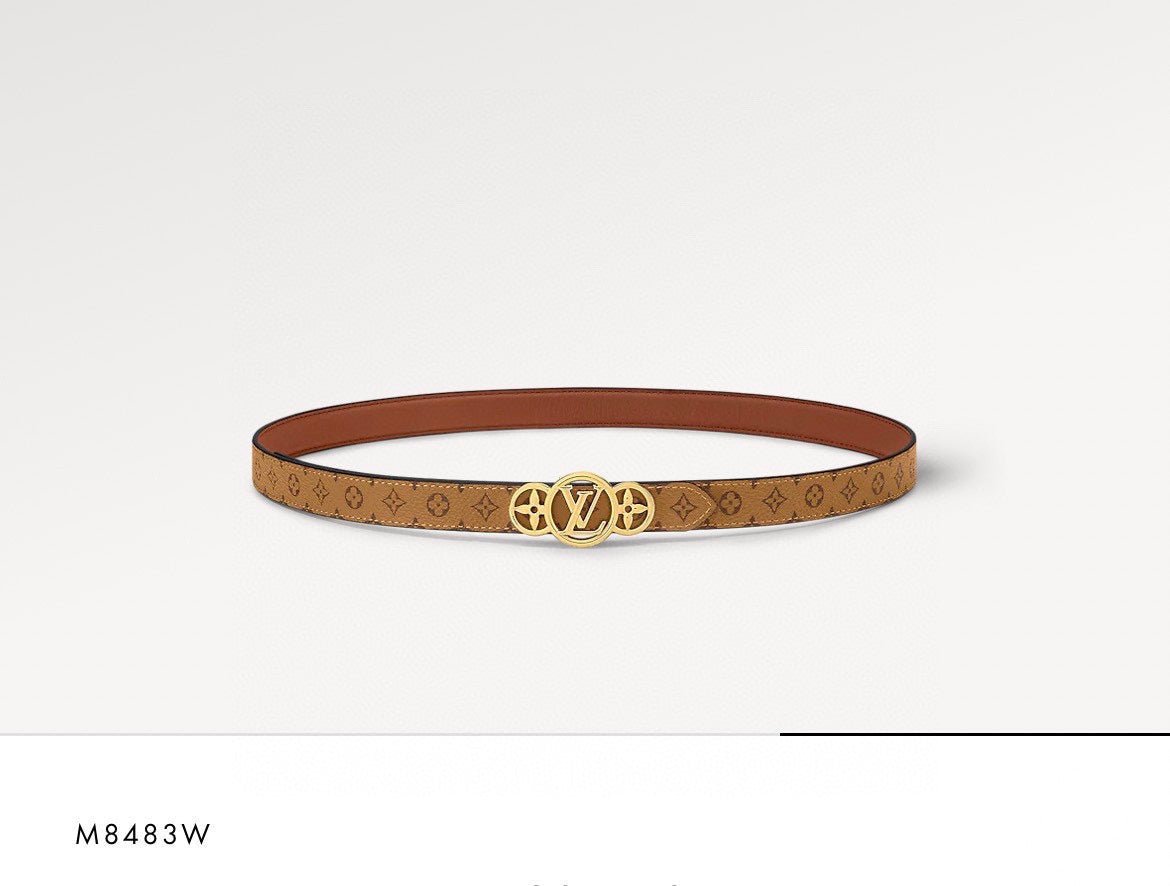 LV S-LOCK BELT 20 MM BROWN MONOGRAM AND AUBURN RED CALFSKIN GOLD HARDWARE - Image 9