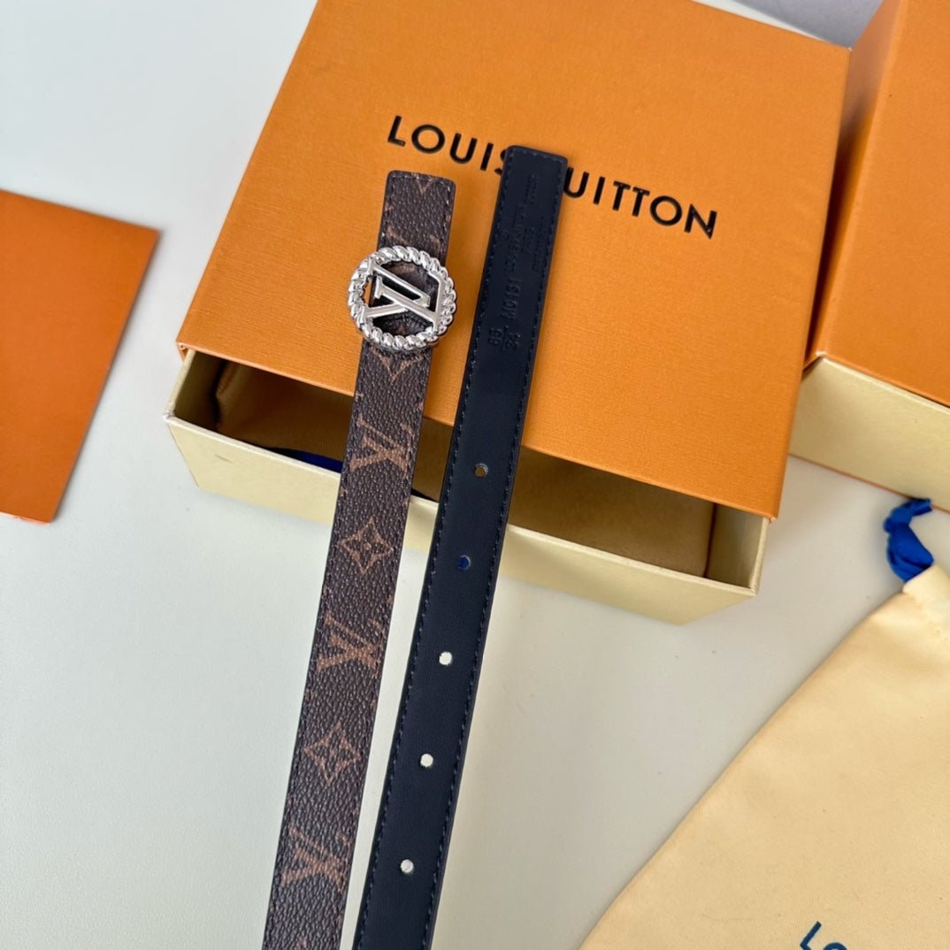 LV Canvas Brown Rhinestone Belt - Image 8