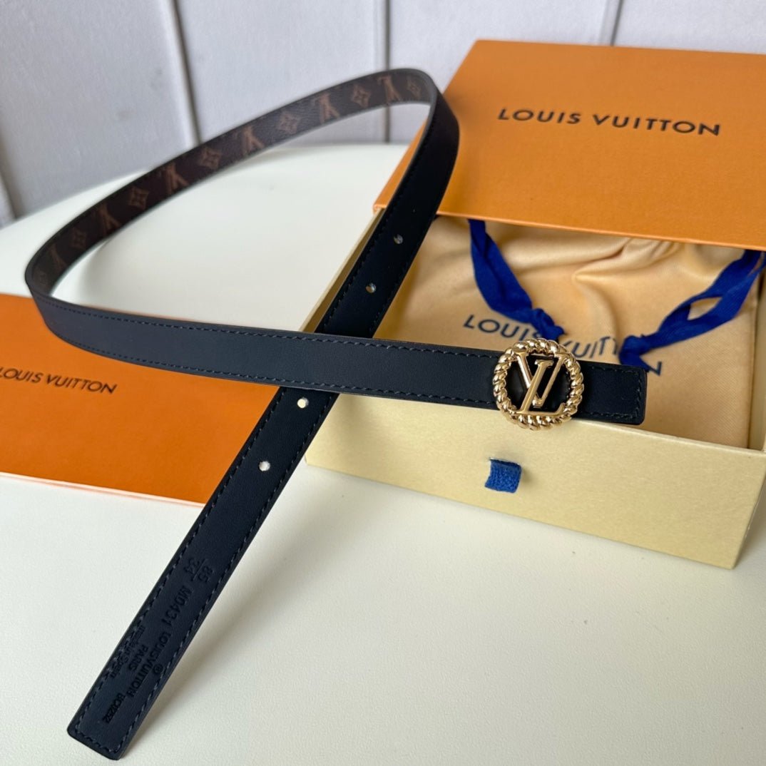 LV Canvas Black Gold Buckle Belt - Image 3