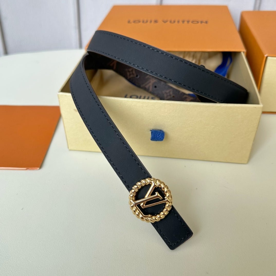 LV Canvas Black Gold Buckle Belt - Image 4