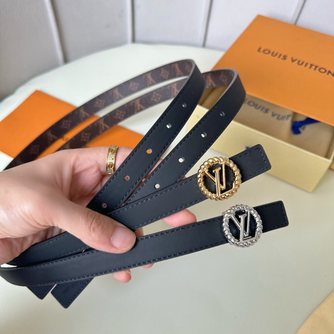 LV Canvas Black Gold Buckle Belt - Image 5