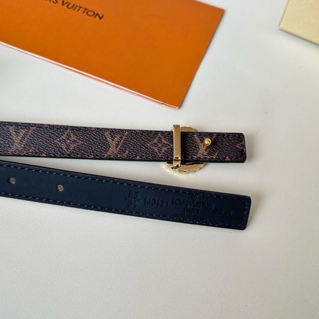 LV Canvas Black Gold Buckle Belt - Image 6