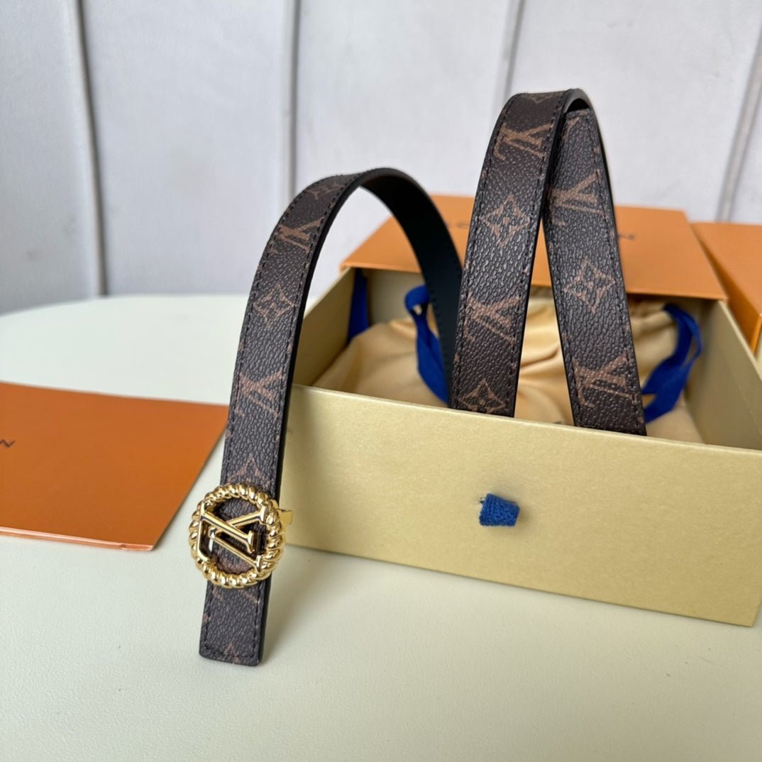 LV Canvas Black Gold Buckle Belt - Image 7
