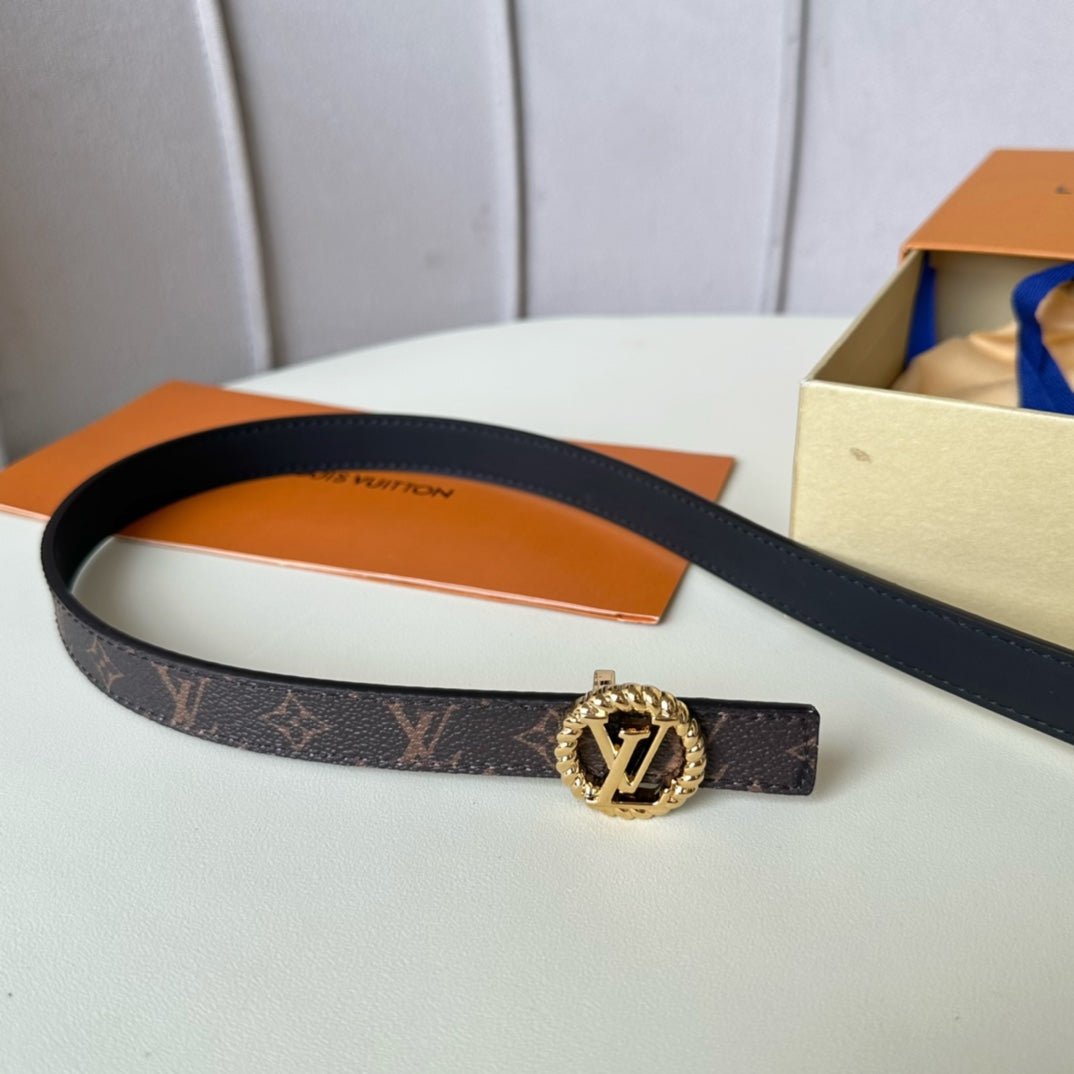 LV Canvas Black Gold Buckle Belt - Image 8
