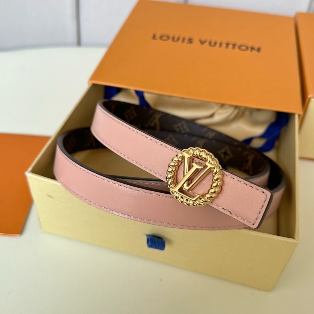 LV Leather Pink Gold Circle Belt - Image 3
