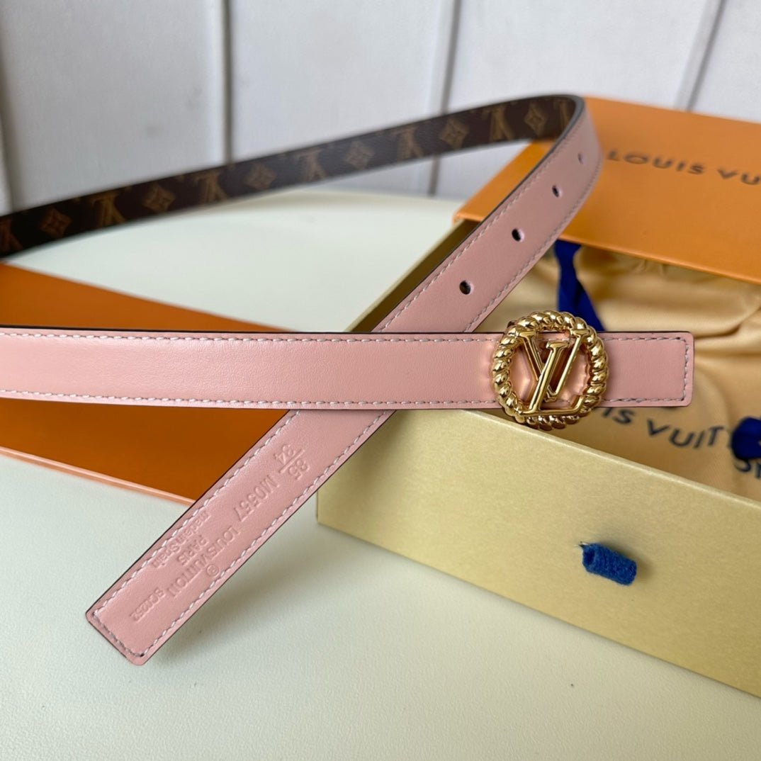 LV Leather Pink Gold Circle Belt - Image 6