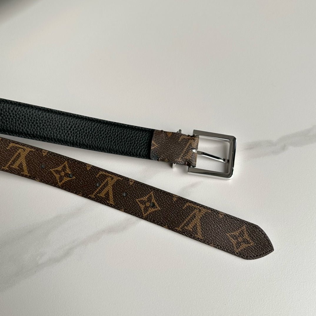 LV Canvas Silver Floral Buckle Belt - Image 3