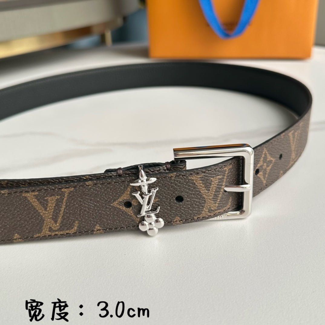 Alternative view of LV BLOOM 30MM BELT IN BROWN MONOGRAM CALFSKIN SILVER HARDWARE