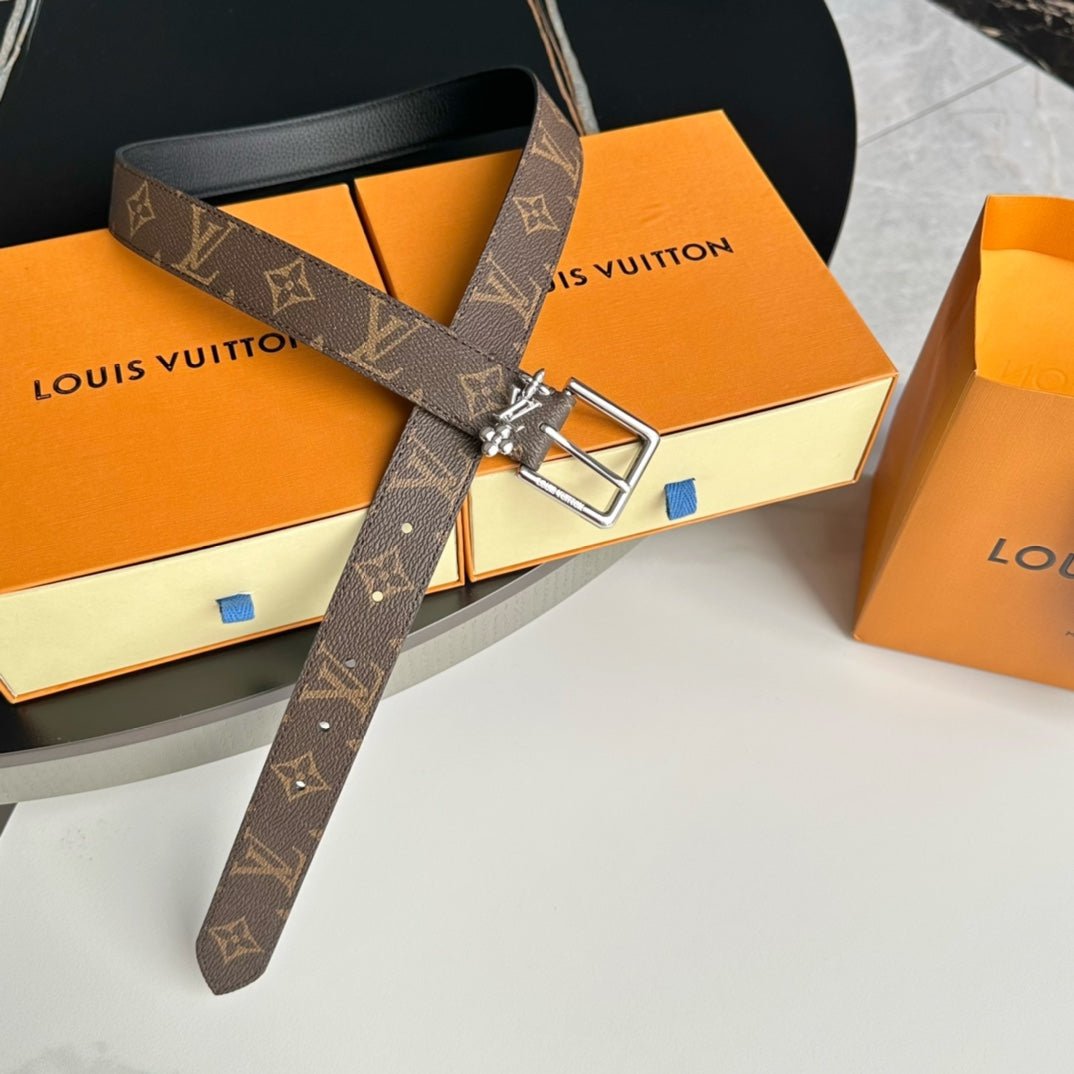 LV Canvas Silver Floral Buckle Belt - Image 4