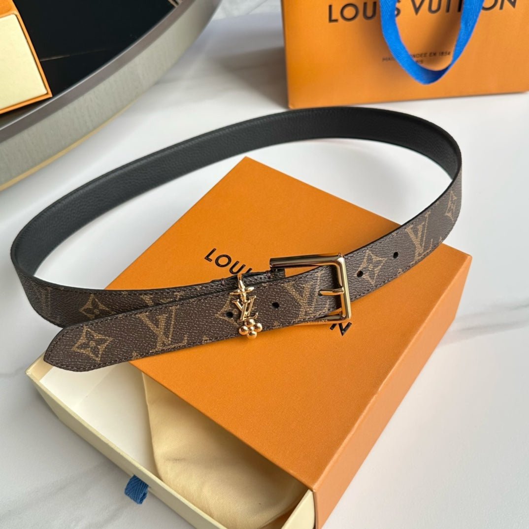 Alternative view of LV Bloom 30mm Belt Gold Buckle Black Brown Leather