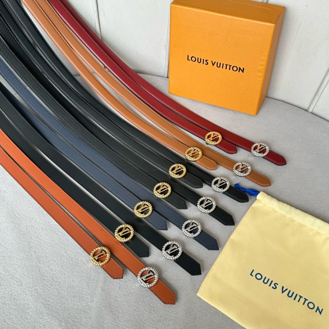 LV Wine Leather Clover Gold Belt - Image 8