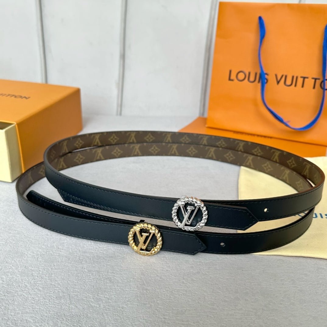 LV Leather Black Wreath Gold Belt - Image 6
