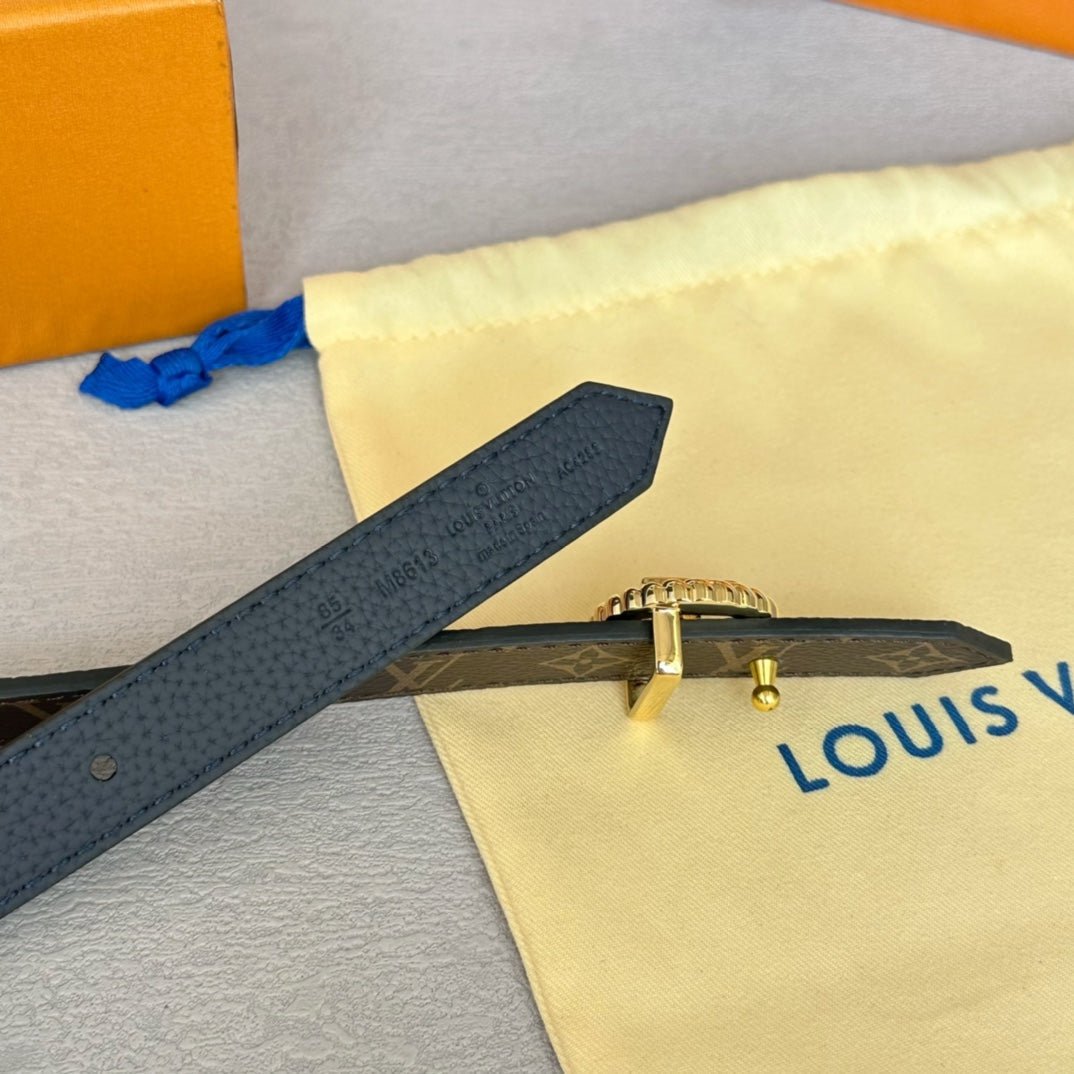 LV Leather Navy Braided Logo Belt - Image 7