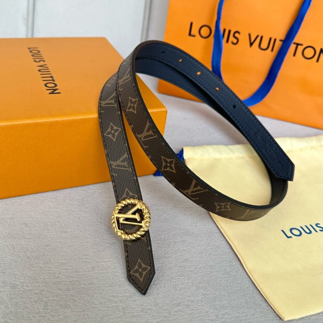 LV Leather Navy Braided Logo Belt - Image 8