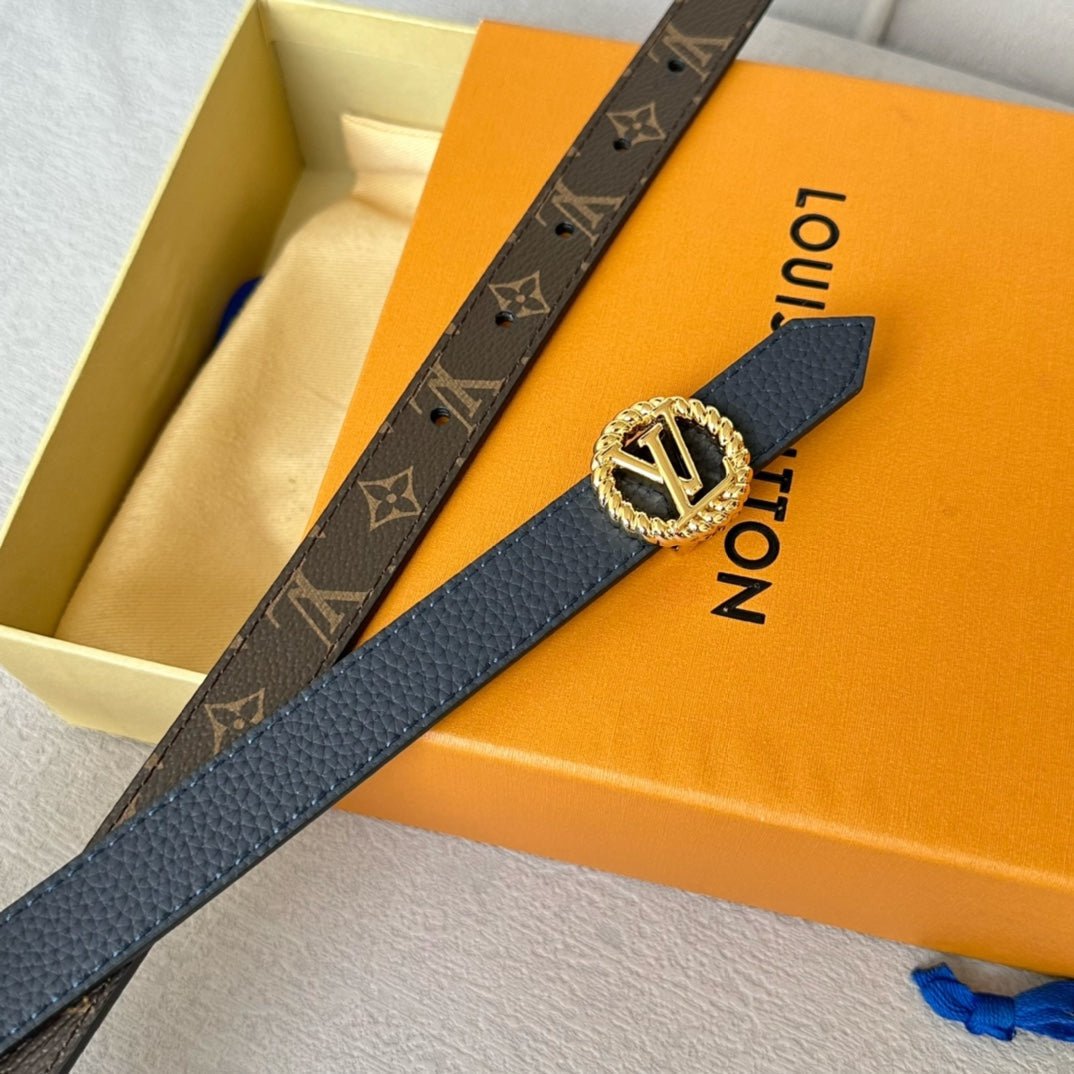 LV Leather Navy Braided Logo Belt - Image 6