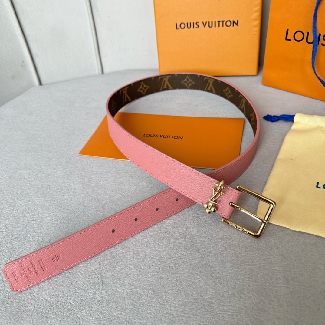 Alternative view of LV Bloom 30mm Belt Gold Buckle Pink Brown Leather