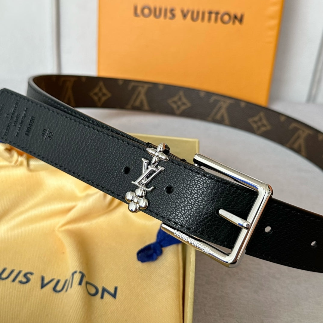 Alternative view of LV BLOOM 30MM BELT IN BLACK CALFSKIN SILVER HARDWARE