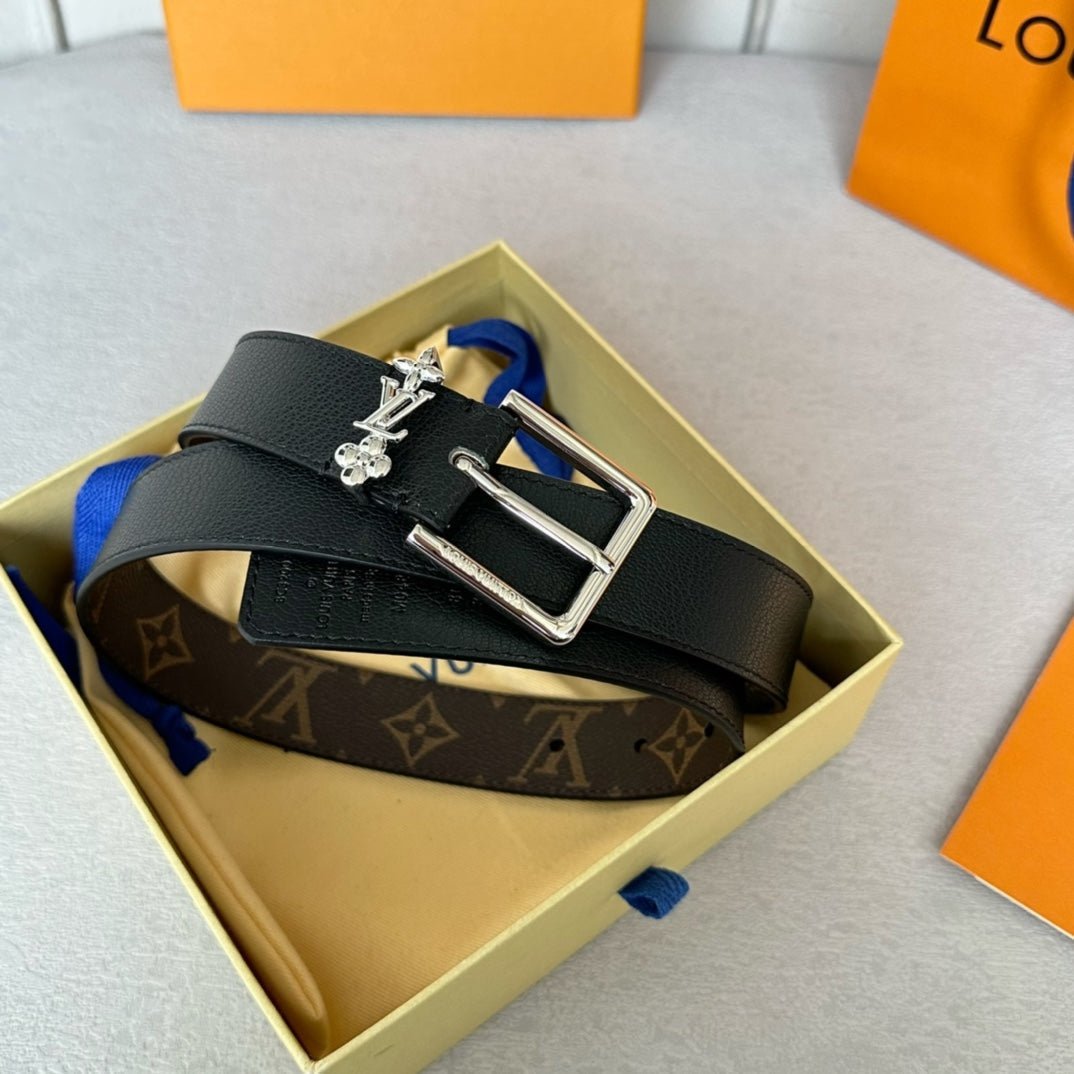 LV BLOOM 30MM BELT IN BLACK CALFSKIN SILVER HARDWARE - Image 3